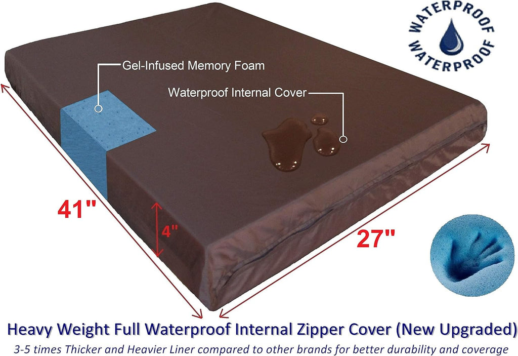 Large Orthopedic Memory Foam Pet Bed with Heavy Duty Black Canvas Cover, Waterproof Liner, and Extra Replacement