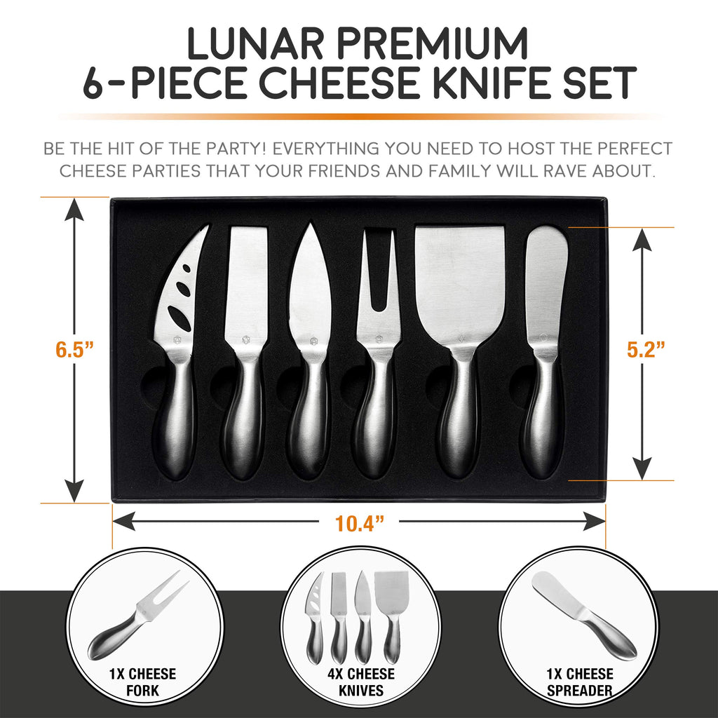 Lunar 6-Piece Premium Stainless Steel Cheese Knife Set