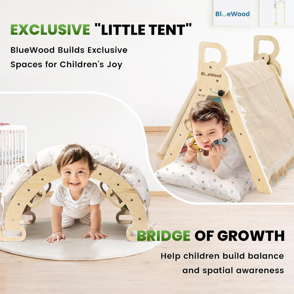 Triangle Set with Cushion, Wooden Climbing Toys for Toddler
