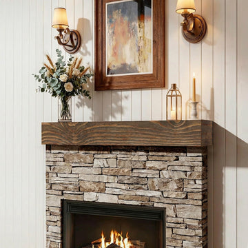 Solid Wood Fireplace Mantel 48", Rustic Mantel Shelf, Rustic Walnut