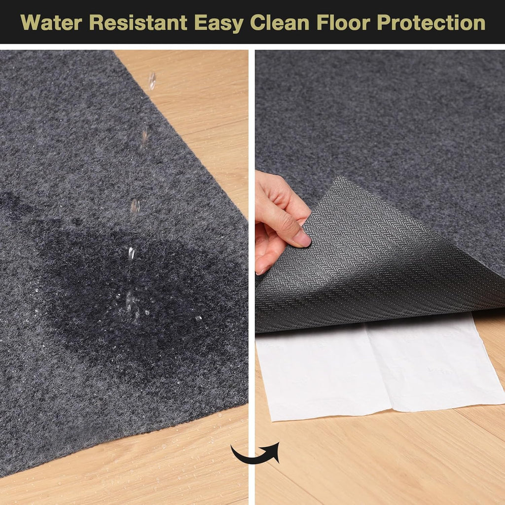Rug Pad 5x7 Non Slip for Hardwood Floors, 1/8" Extra Thick Waterproof Felt Carpet Pad, Low Profile Underlay for Area