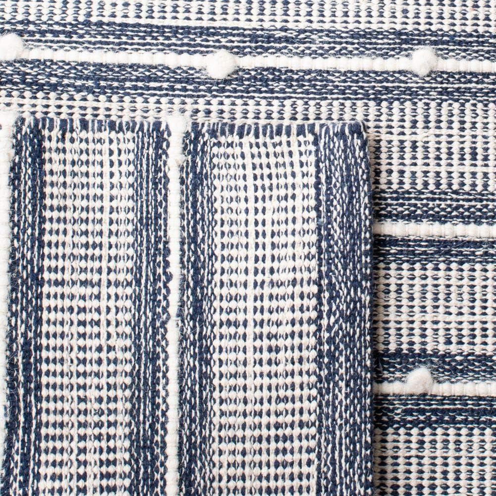 Striped Kilim Collection Navy / Blue STK513N Handmade Flatweave Cotton Area Rug
