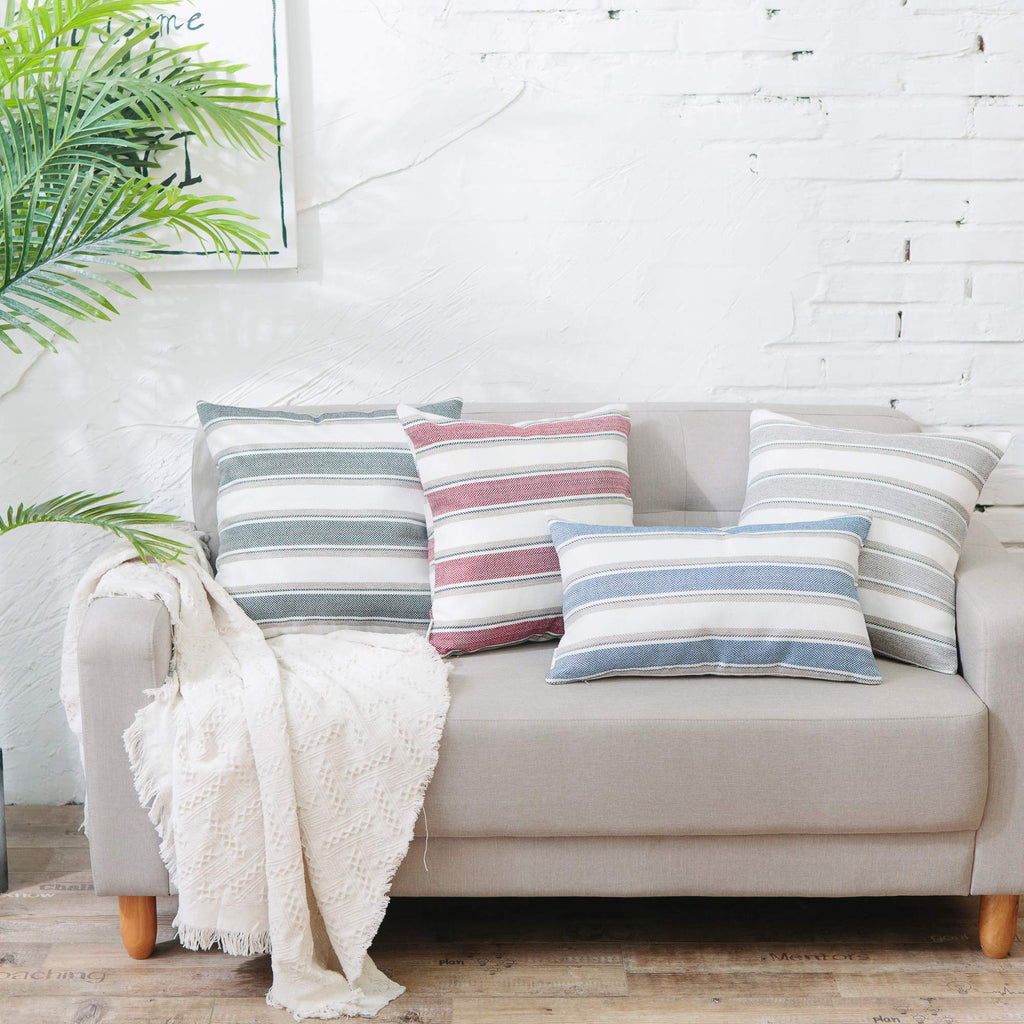Multi Color Stripe Pillow Case Soft Linen Square Decorative Throw Cushion Cover Pillowcase with Invisible Zipper for
