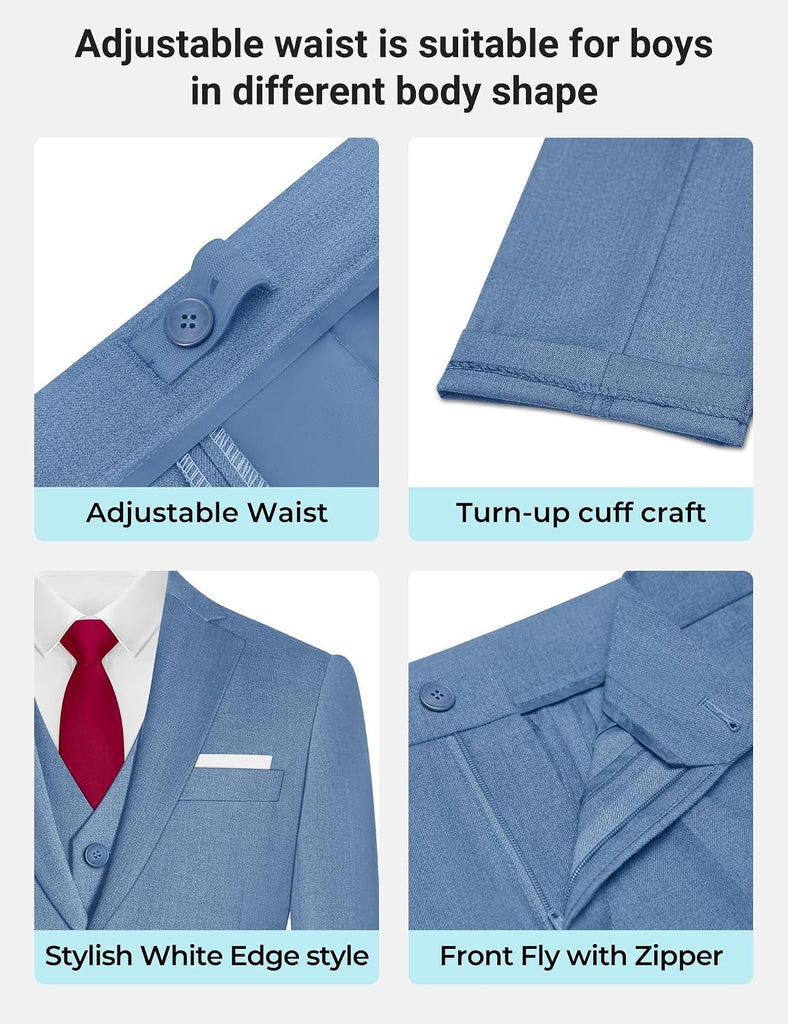 Boys' Formal Suit Set, with Suspenders, Adjustable Waist