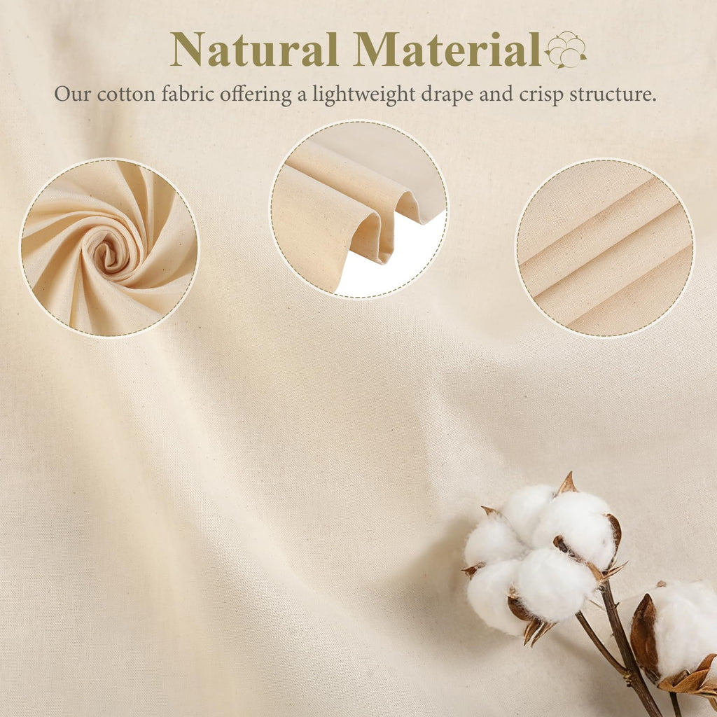 100% Cotton Fabric, 63 in x 1.3 Yard Unbleached Muslin Fabric, Medium Weight Linen Fabric By The Yard for Sewing