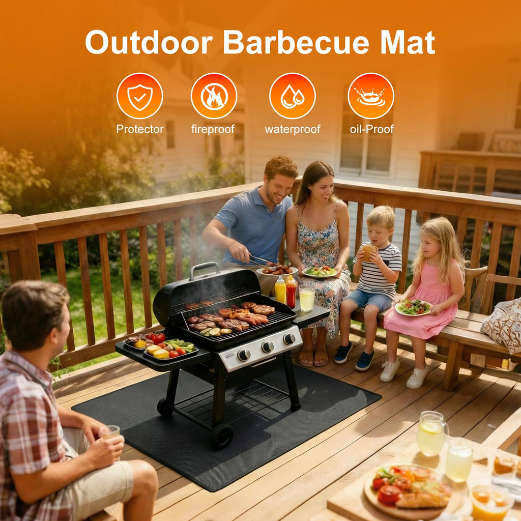 70×48×0.02in Large Under Grill Mat, Double-Sided Fireproof BBQ Grill Mat, Waterproof Oilproof Deck Protector for