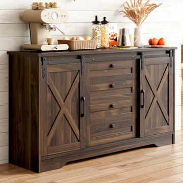 Sideboard Buffet Cabinet, 55 Inch Large Farmhouse Kitchen Credenza