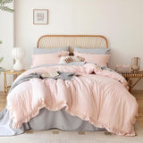 Soft Fluffy Comforter Set 3PCS (1 Ruffled Blush Comforter Set and 2 Pillowcases) Vintage Shabby Chic Bedding