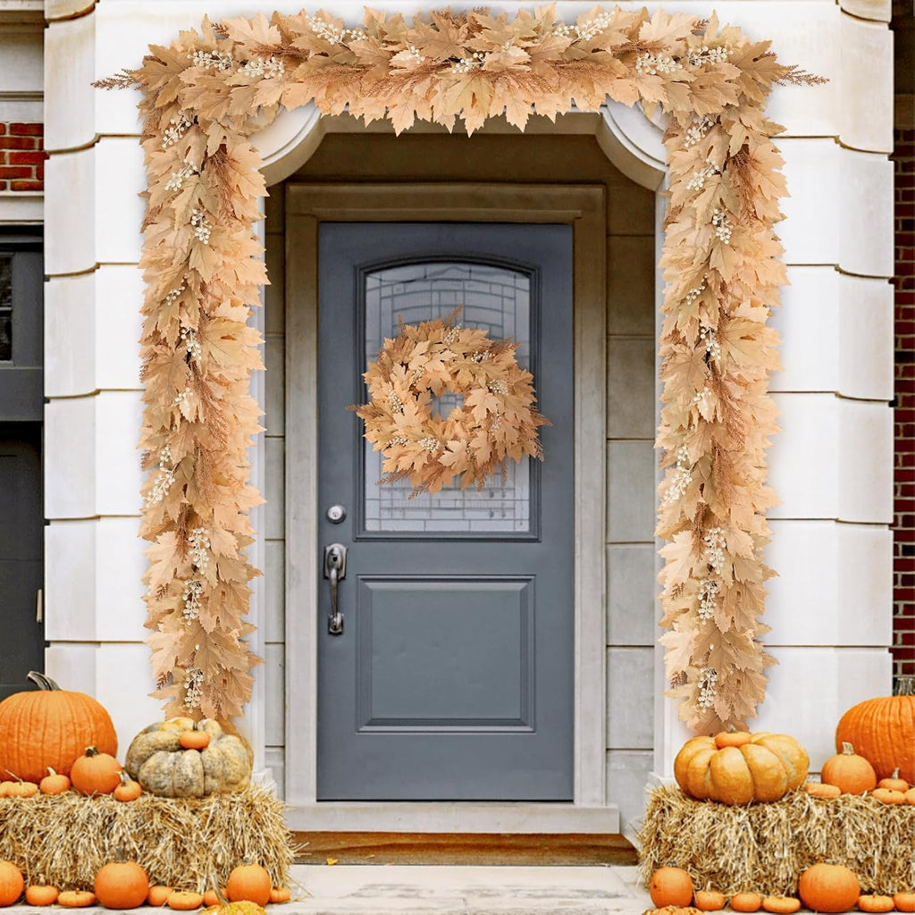 Fall Decorations, 6Ft Artificial Berry Cypress Leaves Fall Garland - Set of 6