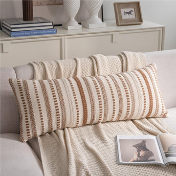 Brown Stripe Fall Rustic Boho Lumbar Pillow Covers 14x36 Long