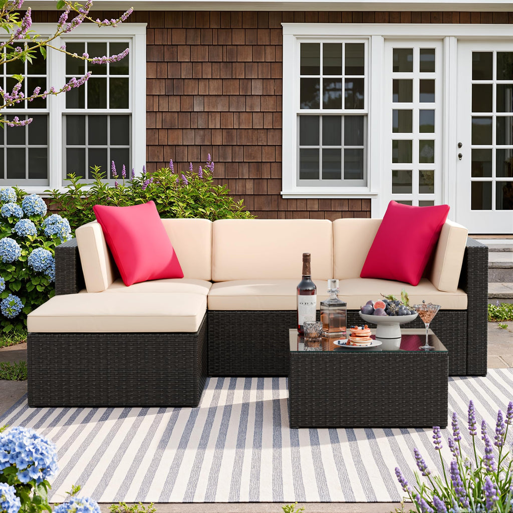 5 Pieces Patio Furniture Sets Outdoor Sectional Patio Sofa