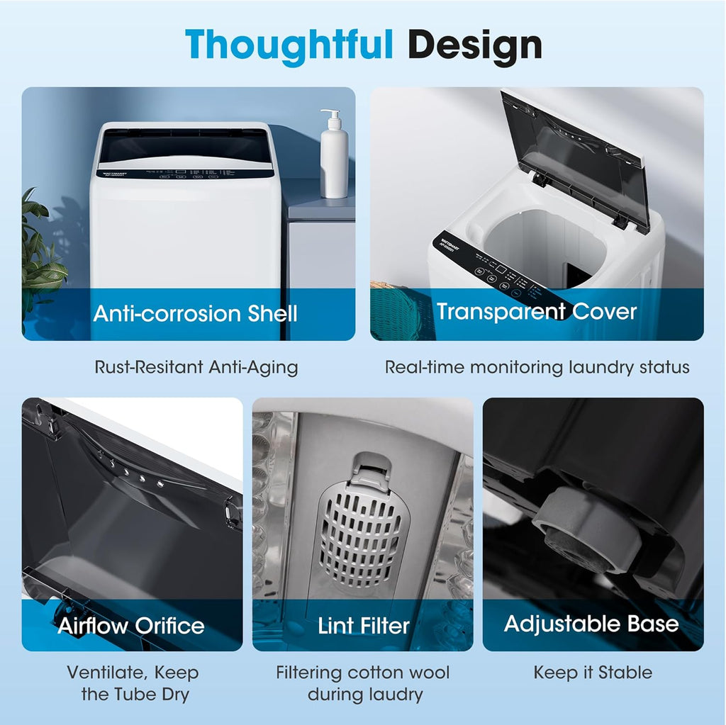 15.7lbs Portable Washing Machine, Full-Automatic Portable Washer with 10 Wash Cycles, Top Load Clothes Washer with