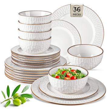 Ceramic Dinnerware Sets of 8, 36pcs Plates and Bowls Sets Dishes