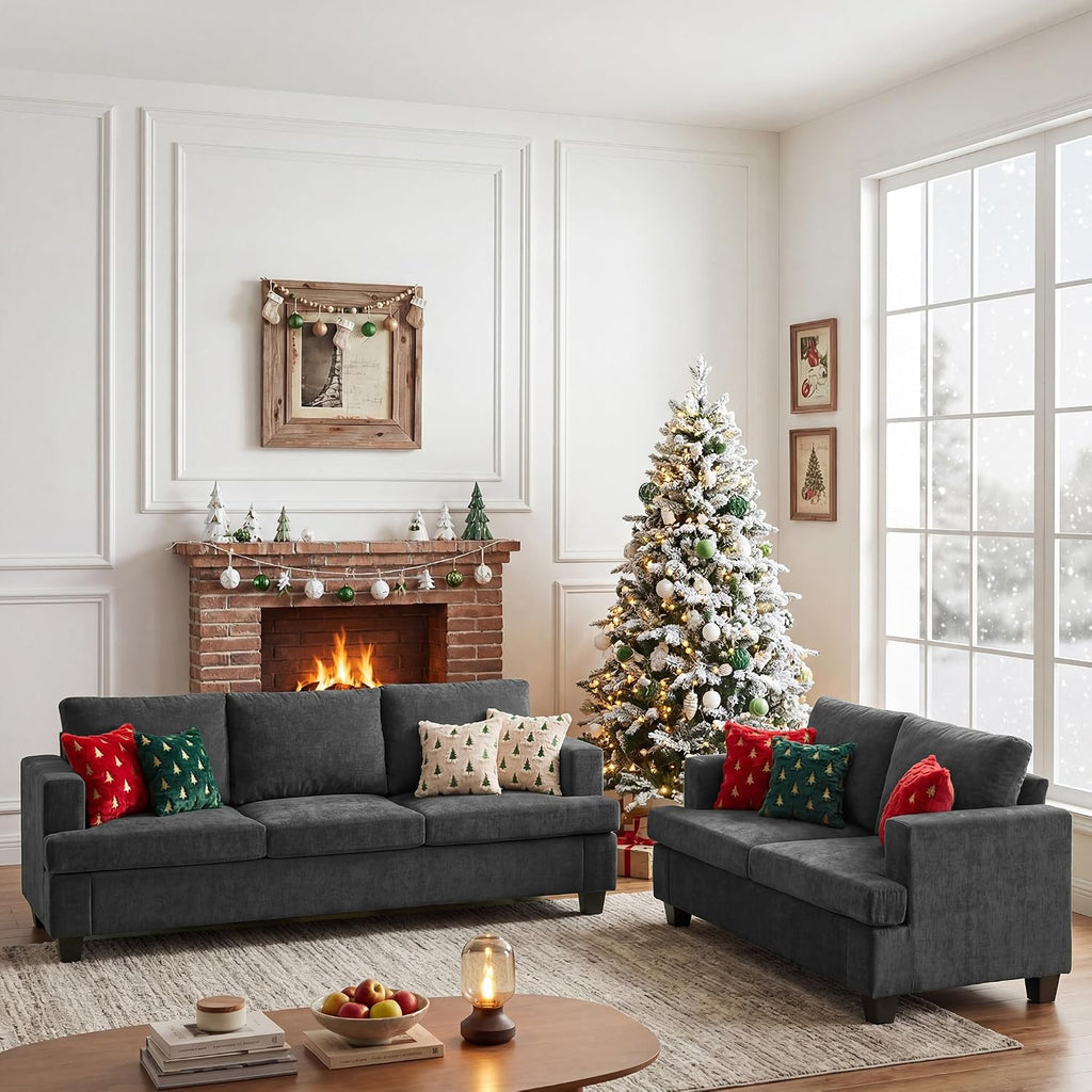 Loveseat & 3 Seater Sofa Sets, 89" Couch Sofa Set Furniture Sets, 2 Piece Deep Seat Sleeper Sofa, Couch and Loveseat