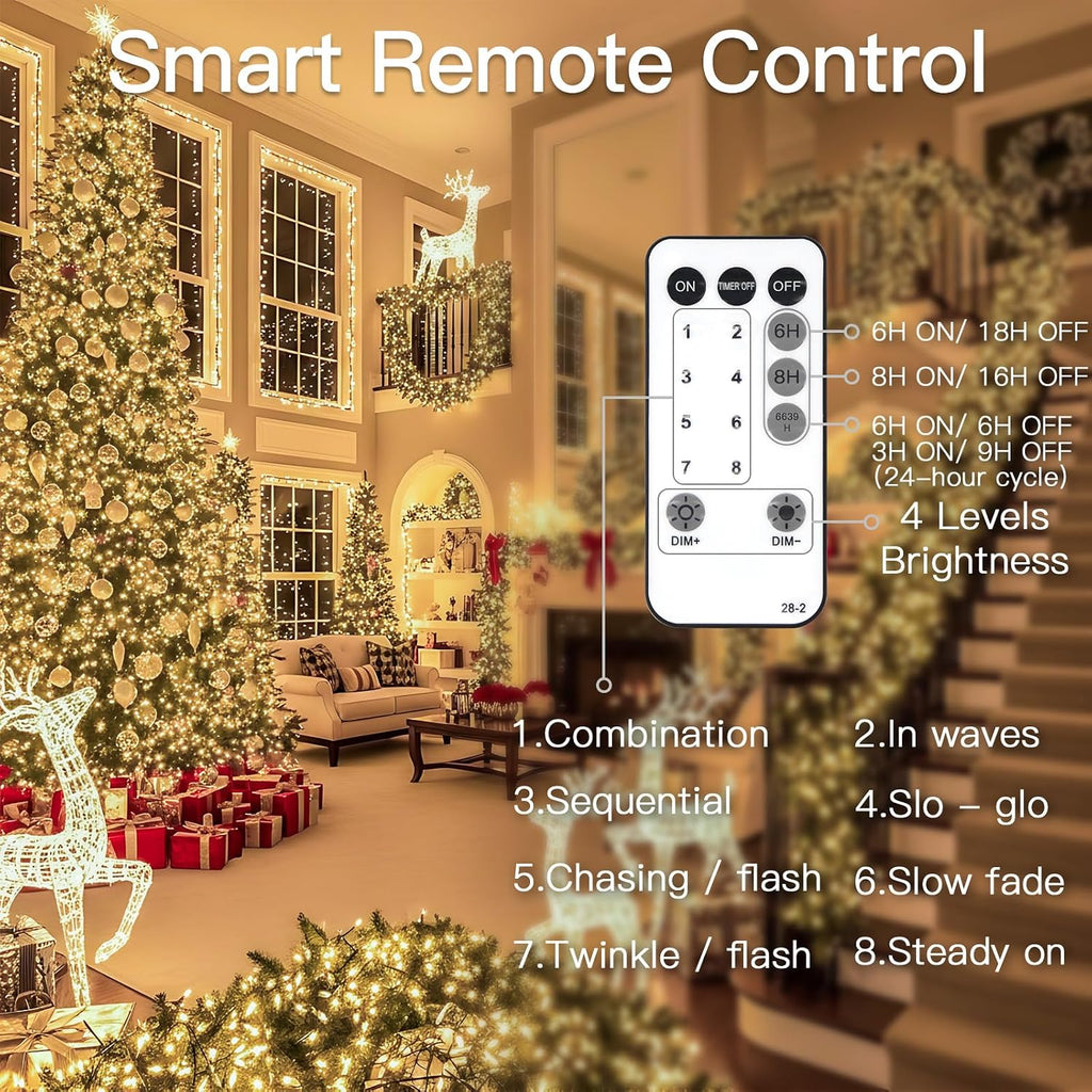 Christmas Tree Lights Indoor, 66ft 200led Connectable Tree Lights with 8 Modes, Twinkle Lights for Christmas Tree