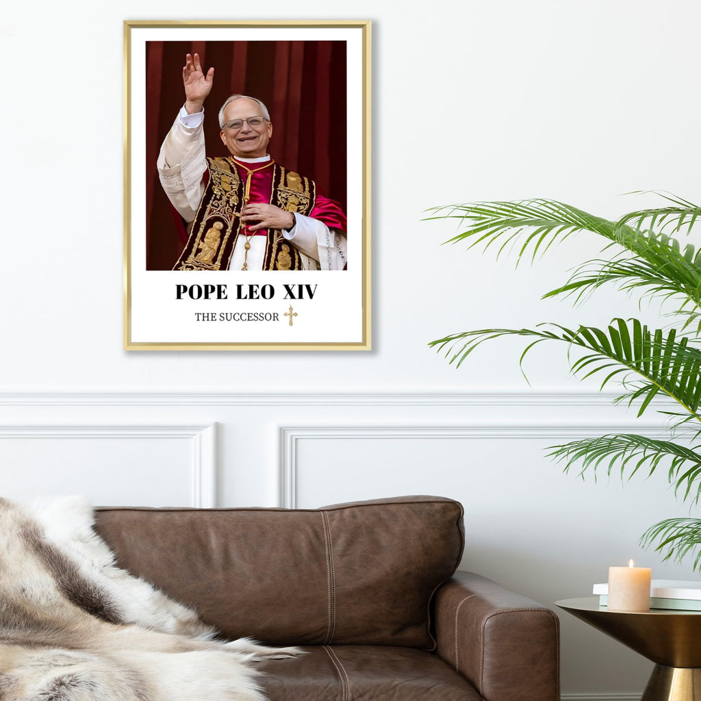 Framed Pope Leo XlV Poster Classic Portrait Christ Art Print, Religious Figure Painting For Church/Prayer Room Pray