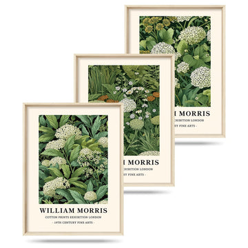 William Morris Sage Green Floral Framed Canvas Wall Art-12"x16"x3