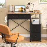 Small Computer Desk with 4 Fabric Drawers, Simple Writing Desk, Compact Study Desks for Small Spaces, Kids Desk Study