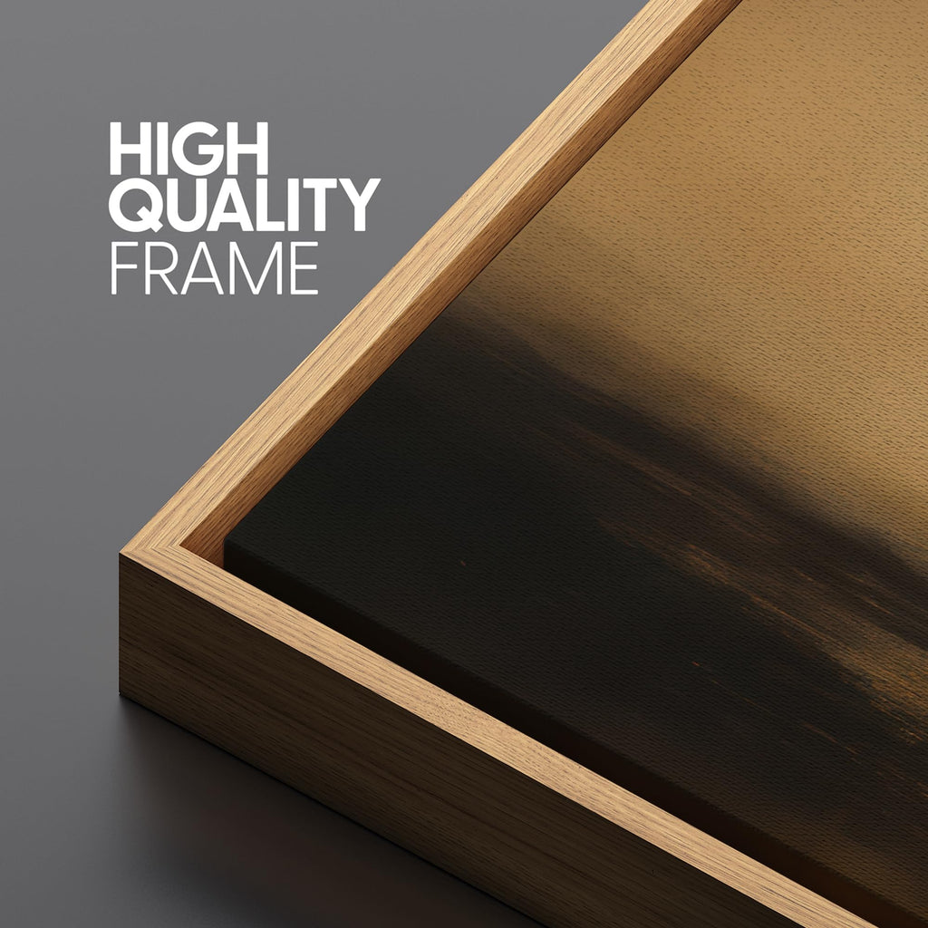 Extra Large Framed Canvas Print Wall Art Warm Golden Brown Abstract Landscape Illustrations Modern Art Calm Warm