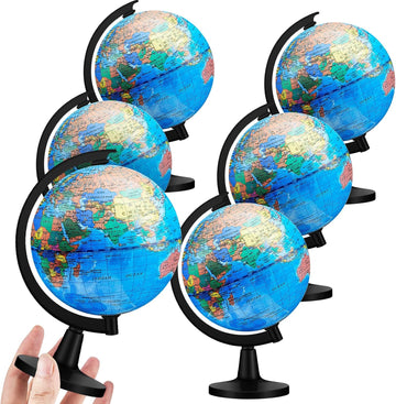World Globe for Kid 4.6'' Earth Globes with Black Stand - Set of 6