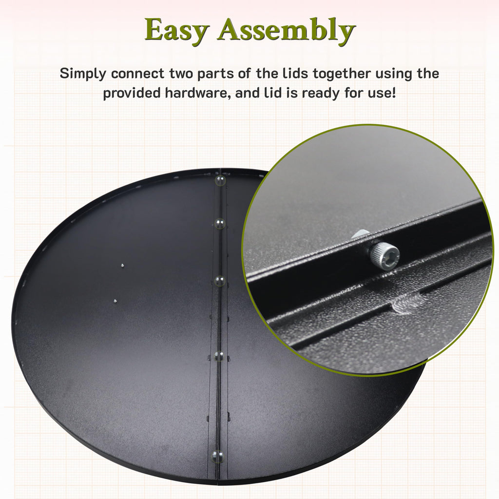 42" Round Fire Pit Lid - Heat Resistant Fire Pit Cover Lid