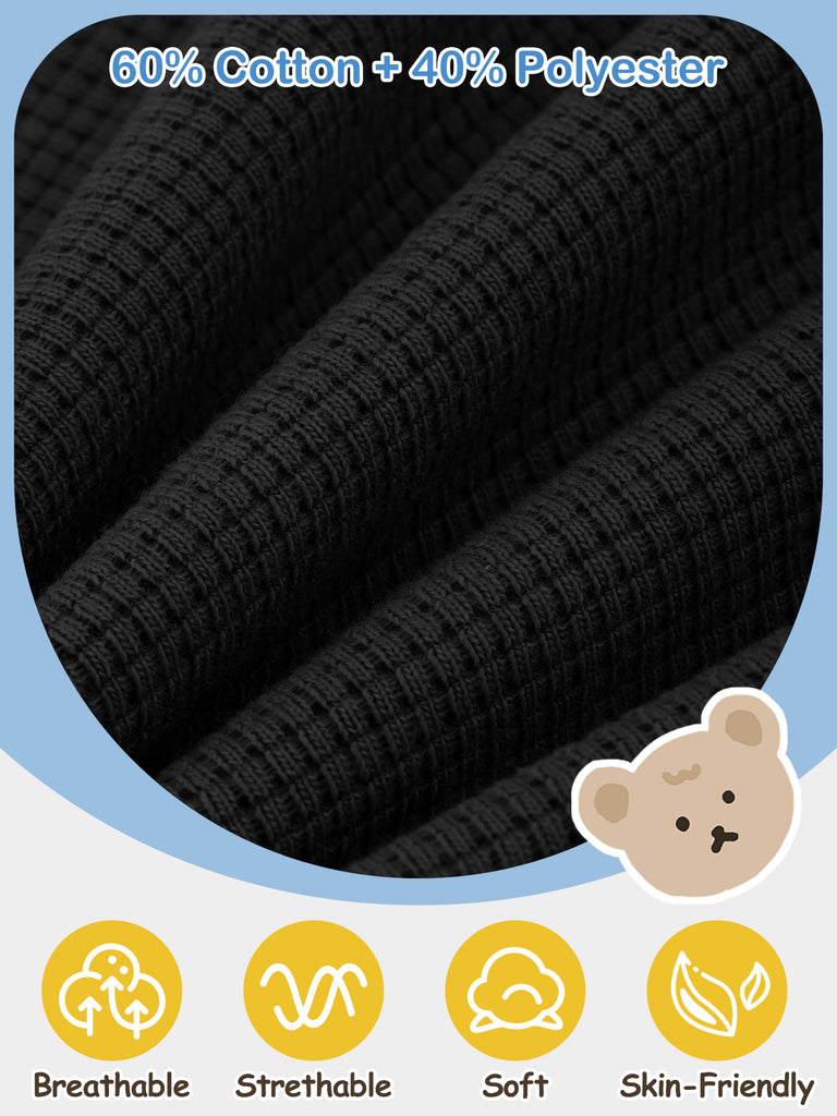 3 Sets Boys Waffle Thermal Underwear Set Base Layer for Kids