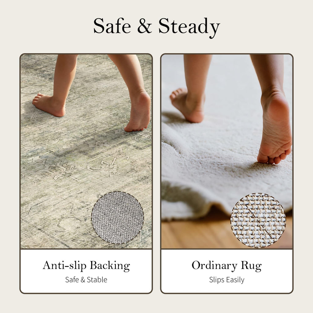 Washable Hallyway Runner Rug Non Slip Kitchen Green Area Rug