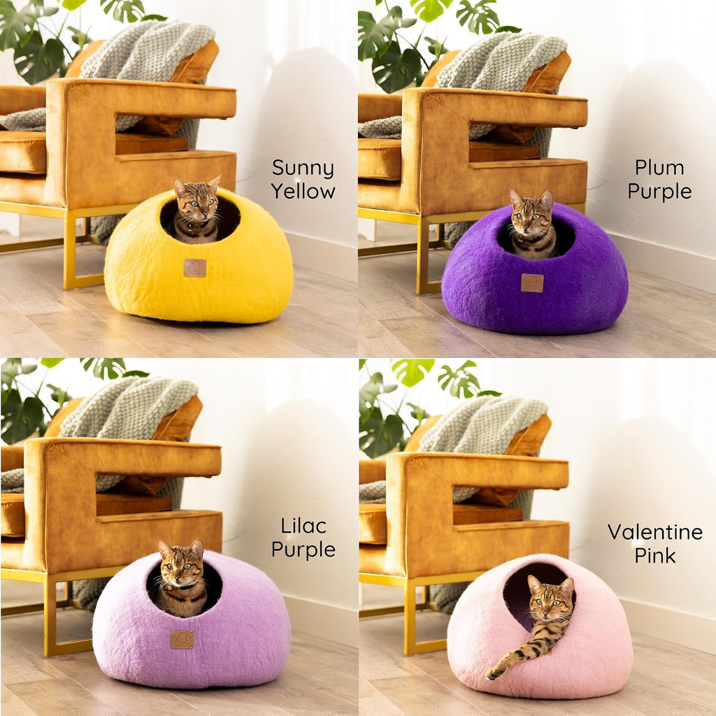 Handcrafted Wool Cat Cave Bed - Perfect Hideaway for Your Feline Friend - Quiet/Warm for Sleeping & Relaxing - Love