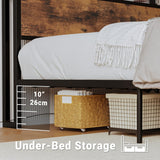 King Bed Frame with Storage Headboard, Platform King Bed with 2 Drawers and Charging Station, Heavy-Duty Metal Slats