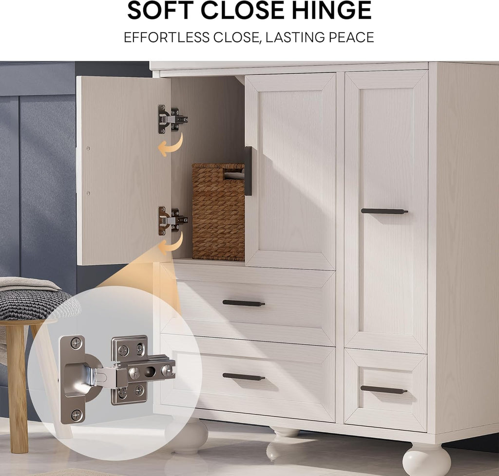 29.5" Bathroom Vanity with Sink & Hair Tool Drawer - Freestanding Cabinet with 4 Drawers & 2 Doors