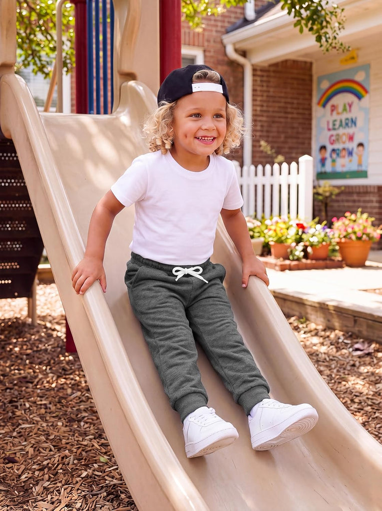 Toddler Boys Sweatpants 3 Pack Kids Cotton Jogger Pants with Elastic Waist