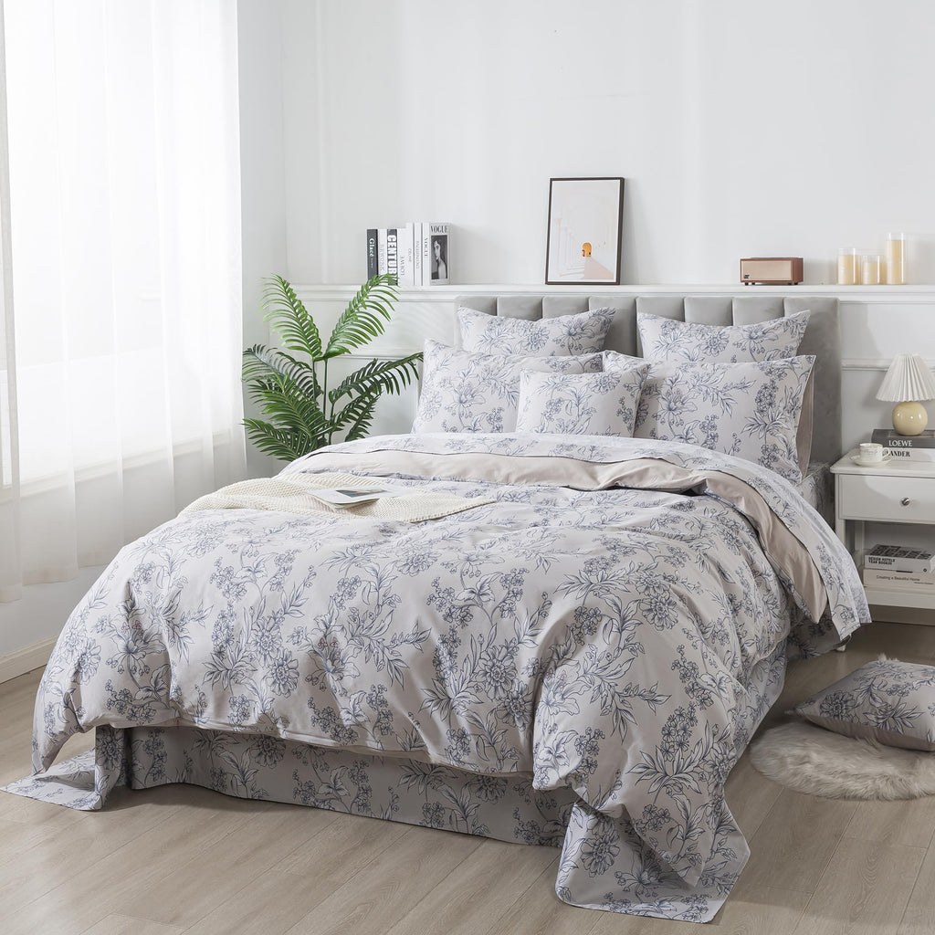 Duvet Cover Set Vintage Peony Floral Bedding Shabby Khaki Floral Quilt Cover Set Rustic Farmhouse Bedding 100%