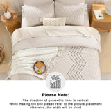 Queen Comforter Set Beige, Comforters Queen Boho Cream Soft Warm Tufted Neutral Bedding Comforter Sets for Queen Bed