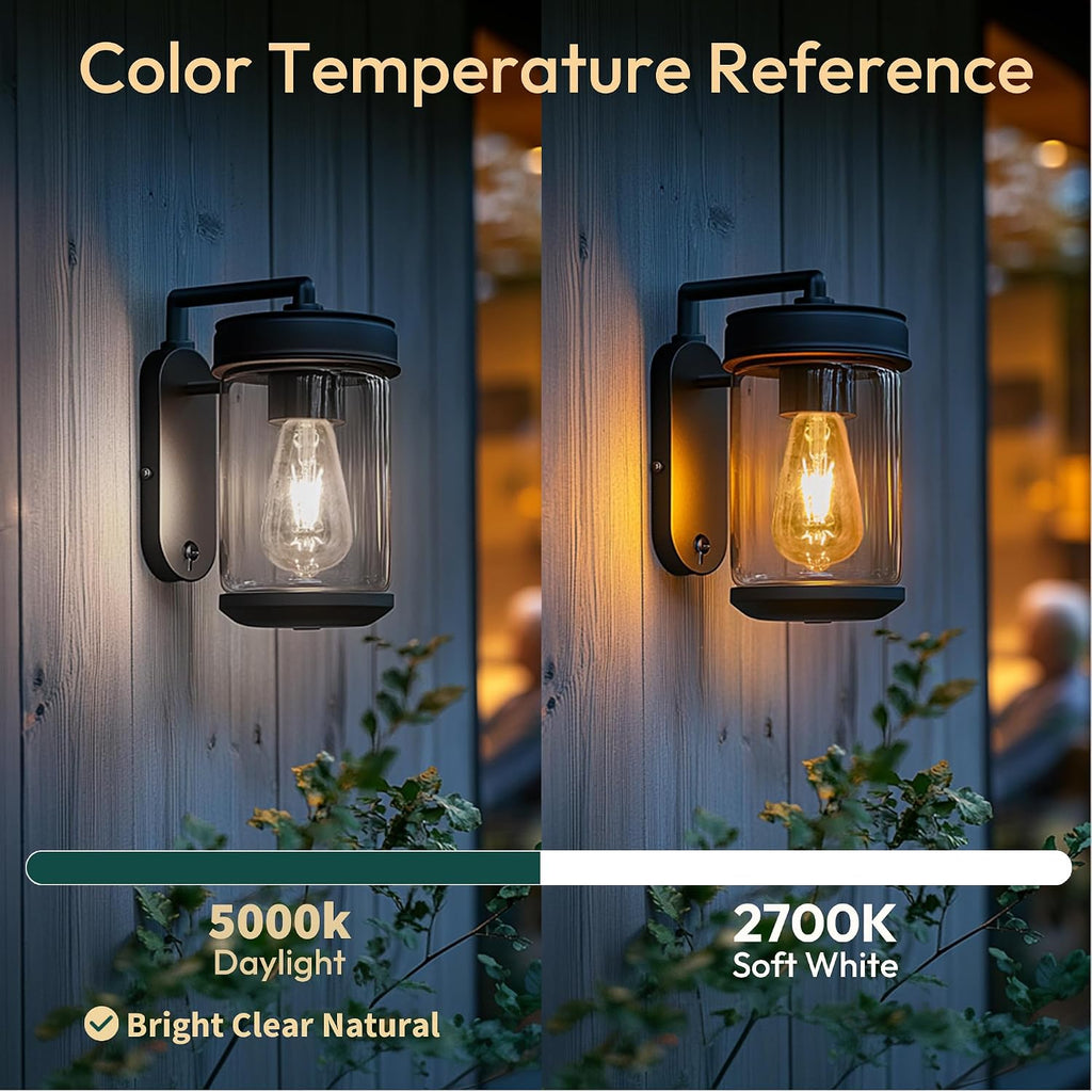 ST19 Dusk to Dawn LED Outdoor Light Bulb, 1400LM Sunlight Sensor Light Bulbs, 8W (100W Equivalent), 5000K Daylight