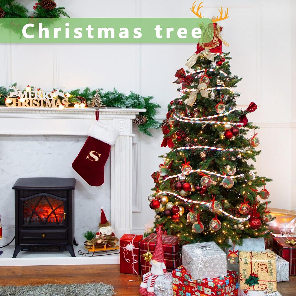 Christmas Candy Cane Rope Lights - 18FT LED Fairy Lights IP65 Waterproof Connectable Tube Lights for Outdoor Patio