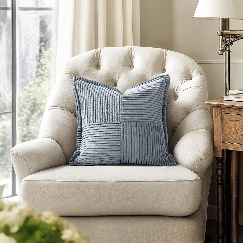 Decorative Throw Pillow Covers for Couch 18x18 Inch Dustyblue 2 Pack