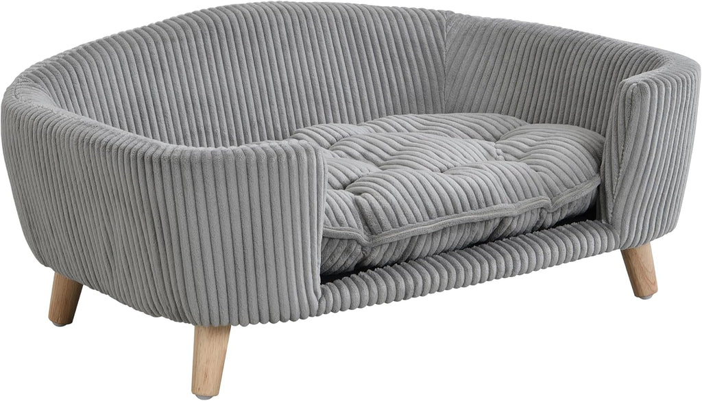 Dog Bed, Mid‐Century Modern Pet Sofa Dog Bed for Small Dogs 11‐25 Lbs, Raised Dog Bed with Sturdy Birch Wood Legs