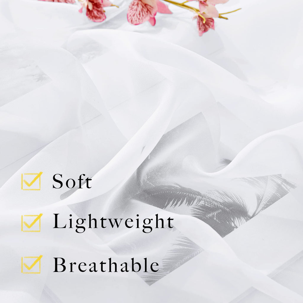 Soft White Sheer Curtains for Farmhouse, Rod Pocket Airy & Breathable Voile Sheer Window Drapes with Light Filtering