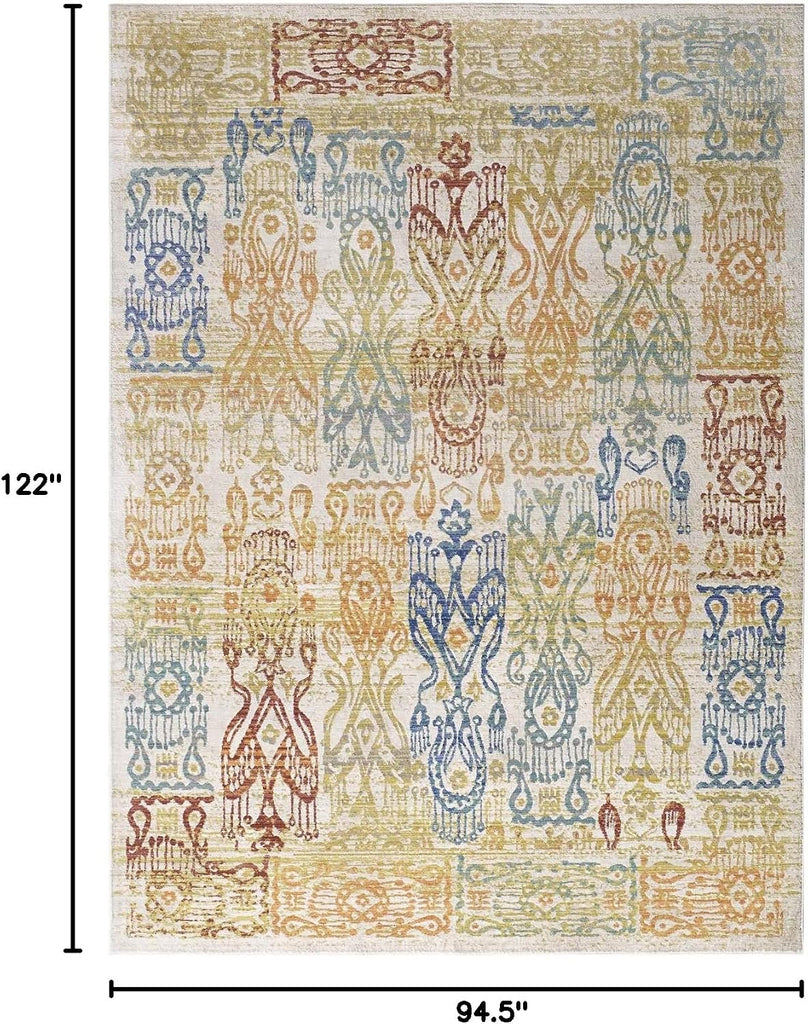 Solimar Distressed Colorful Southwestern Aztec Area Rug in Multicolored