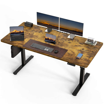 Electric Standing Desk, 63 x 30 Inch, Rustic Brown