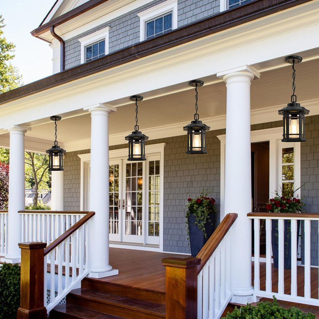 Outdoor Pendant Light Fixture, Exterior Hanging Lights, Hanging Lantern with Adjustable Chain