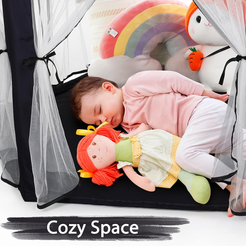 Princess Tent Girls Black Large Playhouse Kids Castle Play Tent with Star Lights Gift Toy for Children Indoor