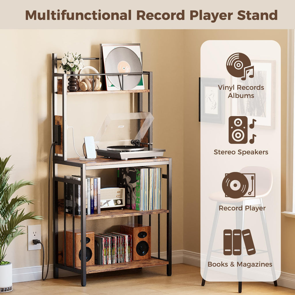 Record Player Stand with Storage, Turntable Stand