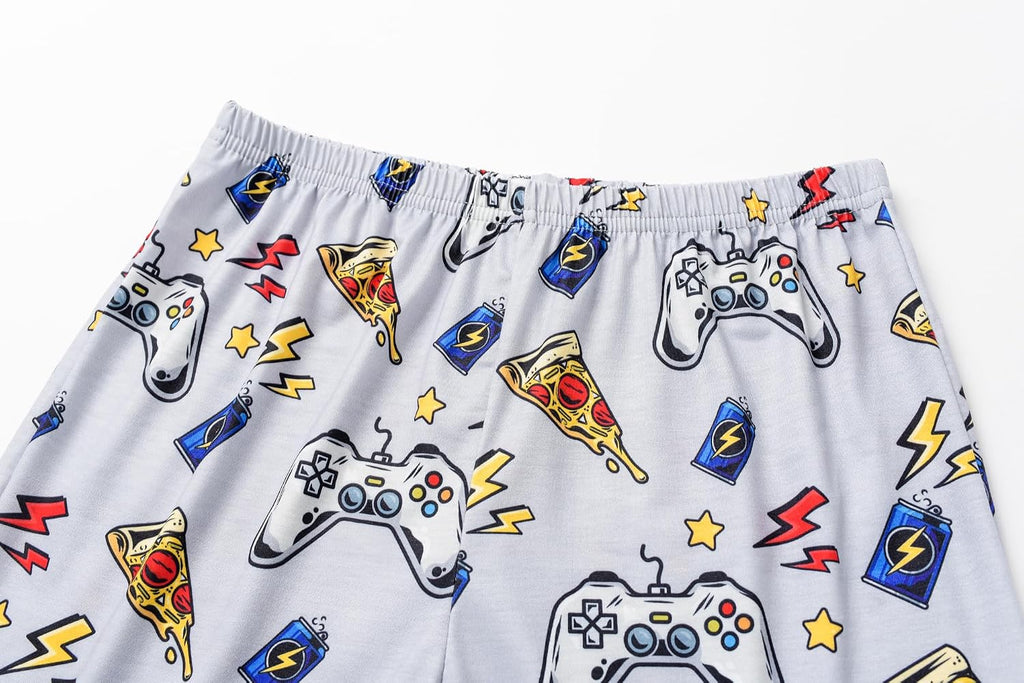 Pajamas for Boys Cute Black Gamer Short Sleeve and Shorts Sleepwear 2PCS Big Kids PJS Nighty Clothes