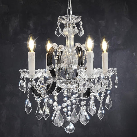Crystal Candle Chandelier, K9 Crystal Lighting Chandelier, Pendant Flush Mount Ceiling Light, Modern Crystal Glass Chandelier for Bedroom Bar Kitchen Bathroom, H 23" x W 18" E12 Base, Black A109-B0F5WWY4R4