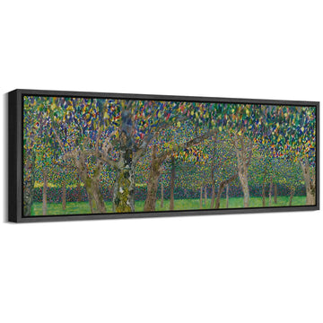 Large Framed Canvas Print Wall Art Colorful Orchard Trees Klimt-Inspired Impressionist Retro Fine Art Illustrations