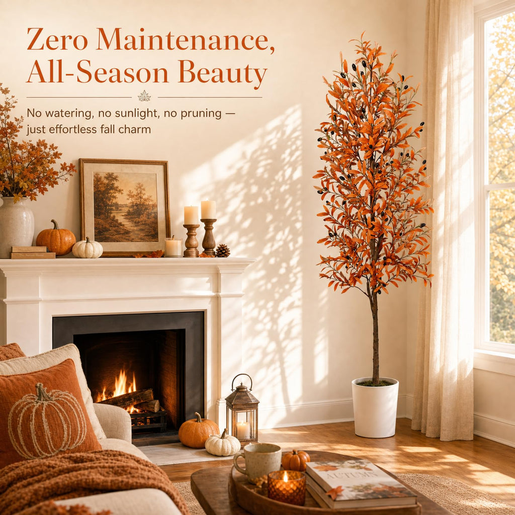 6ft Artificial Olive Tree, Fall Tree with Pot