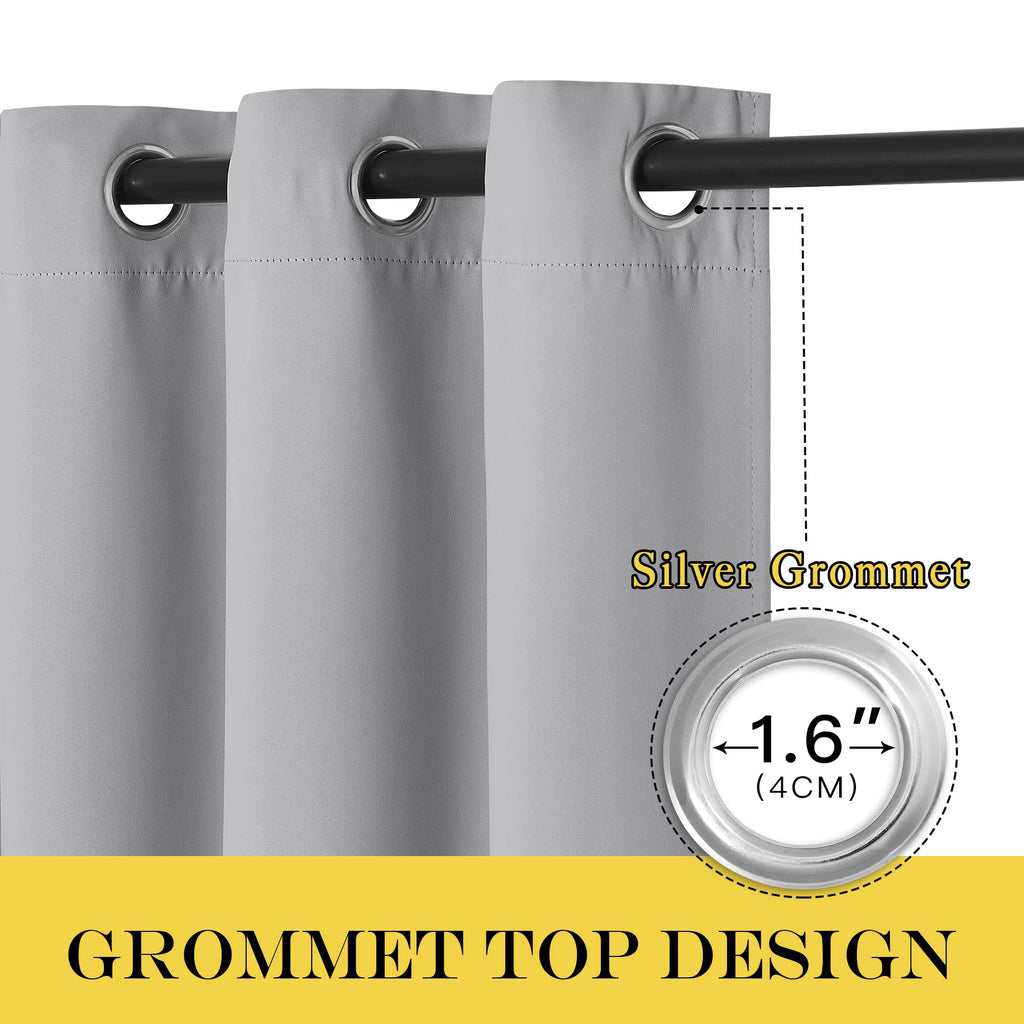 Blackout Curtain & Drape 84 inch Length - (Silver Grey Color) Noise Reducing Drapery /Farmhouse, 52 inch Wide, Sold