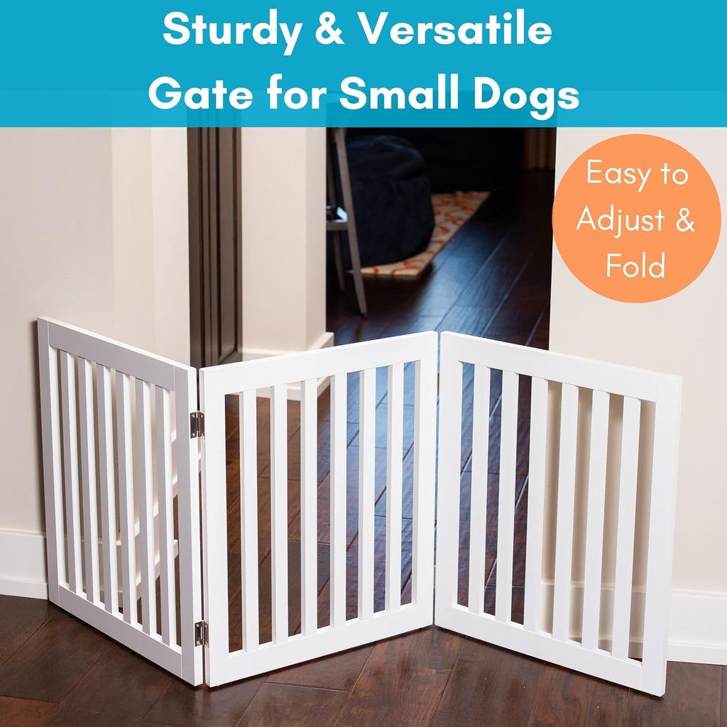 Dog Gate Indoor Freestanding Pet Barrier, Folding Wood Dog Fence, Extra Wide Doorway Puppy Gate, Indoor Animal