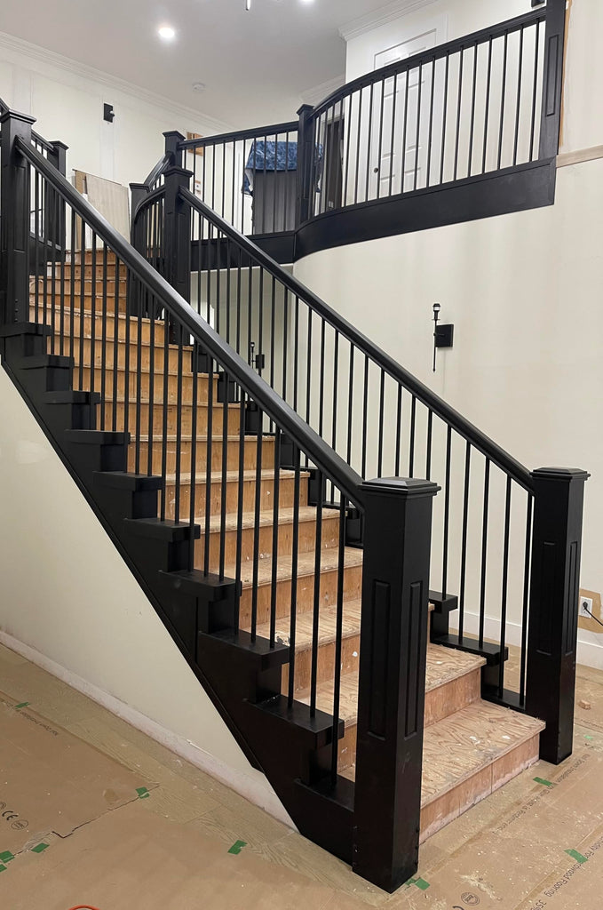 Iron Stair Balusters 3/4" Round x 44" Long, Hollow, Black Powder Coated - 25 pcs - (Satin Black)